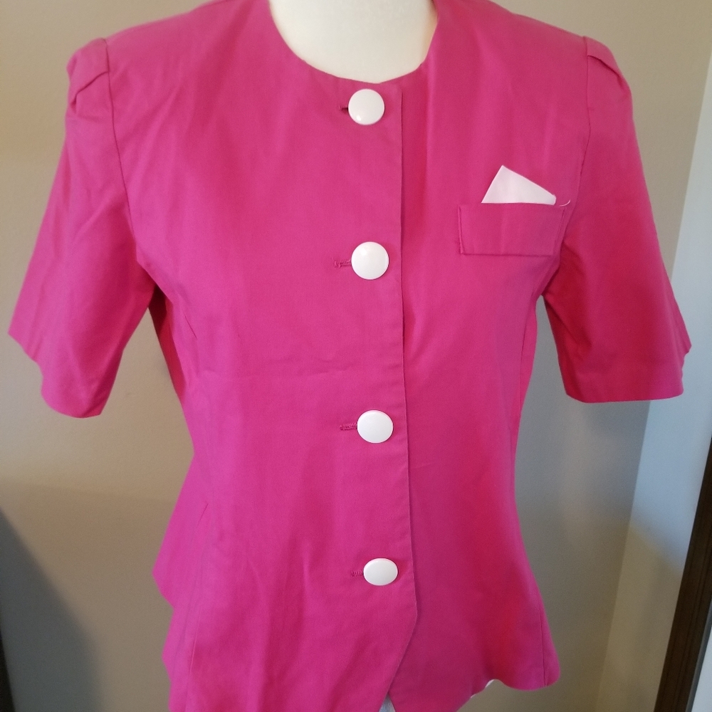 Vintage 80s Reina Pink Blouse Size 12